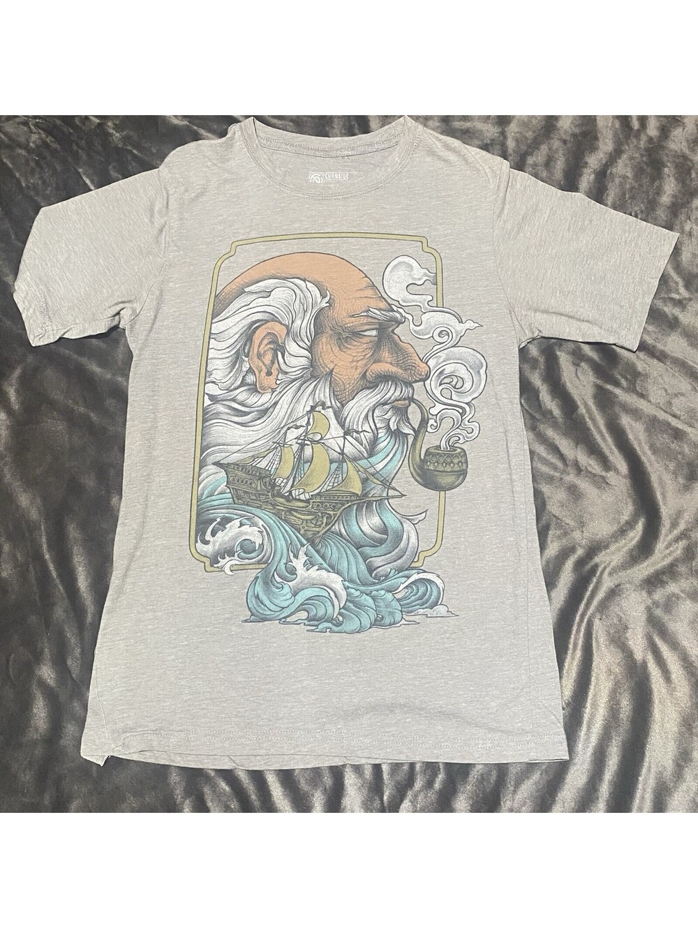 Curbside Mens S Graphic T Shirt Nautical Sailor Ship Art Gray Tee